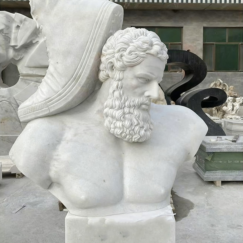 Escultura humana em mármore branco em tamanho real, esculpida à mão