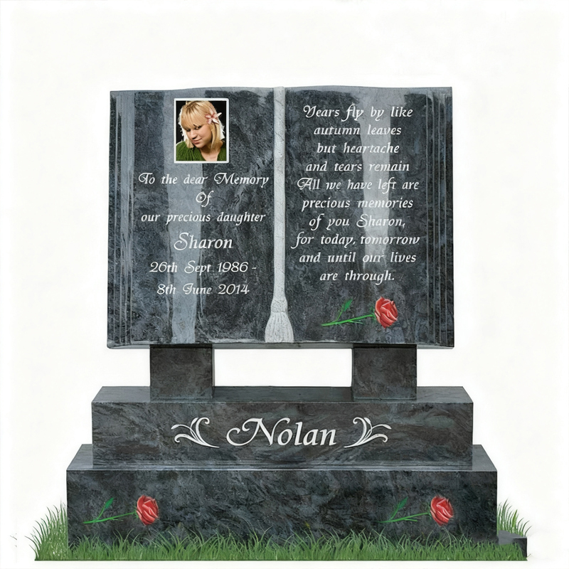 Lápide Memorial de Granito em Forma de Livro