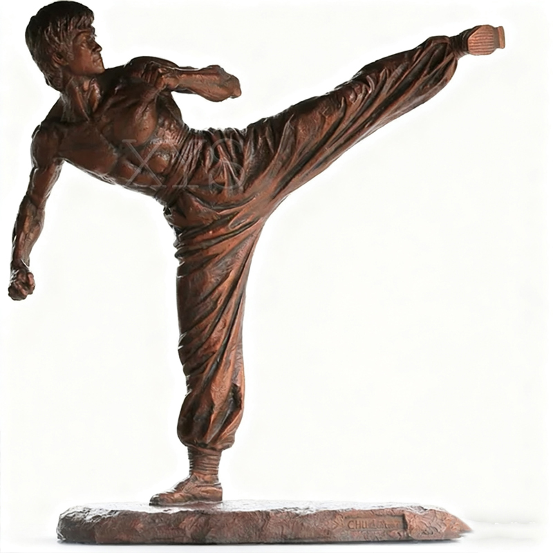 Escultura de artes marciais de Bruce Lee em bronze em tamanho real - exibição ao ar livre
