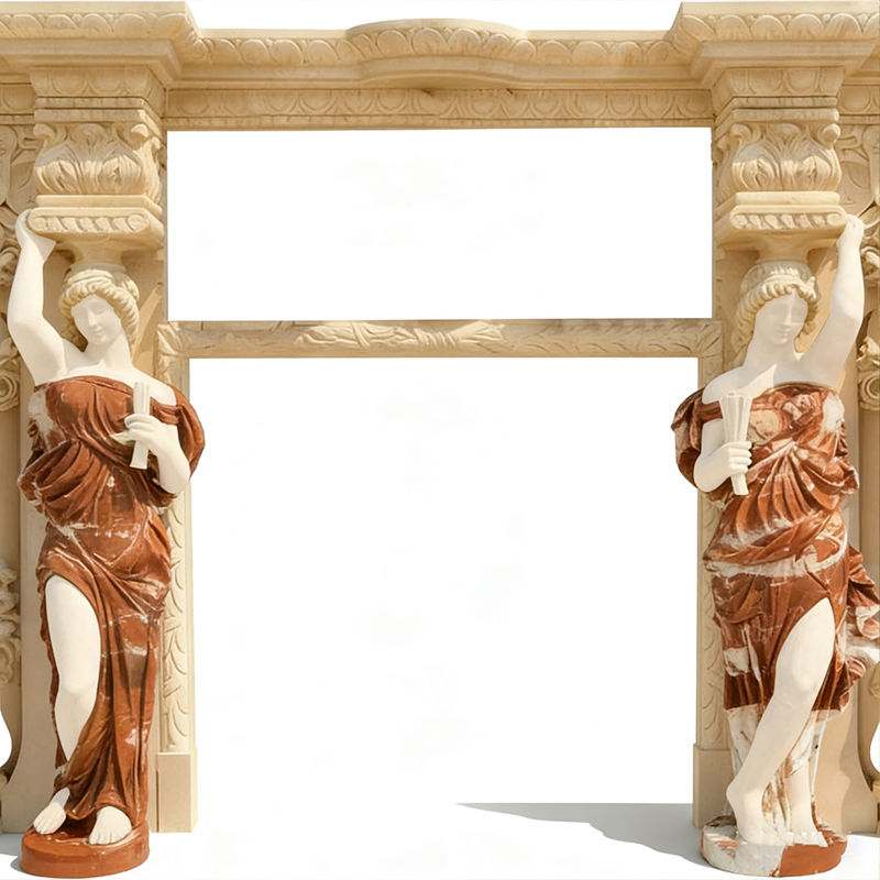 Arco de Escultura Humana Neoclássica de Mármore de Figura Dupla