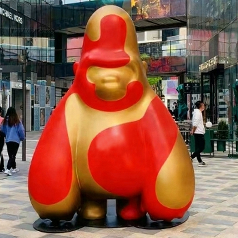 Escultura de gorila de desenho animado em fibra de vidro