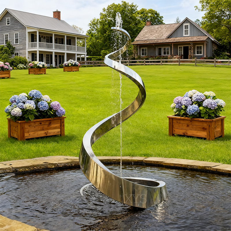 Escultura de água em espiral de primavera dançante