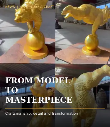 Como é feita uma escultura de urso de circo de bronze para um salão de chá em Nova York?